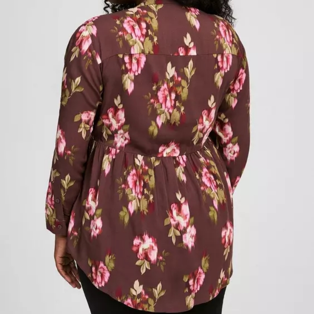 Torrid Size 0 Emma Babydoll Challis Button Up Tunic Top Blair Floral - Picture 4 of 6